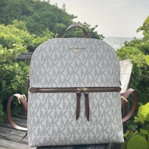 New $298 Michael Kors Monogram DALLAS MD SLIM BACKPACK Designer Purse MK Bag